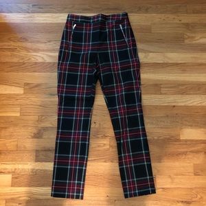 Zara high rise plaid straight leg trousers